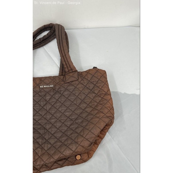 MZ Wallace Burnt Orange / Brown Metro Deluxe Quilted Tote Bag Purse Great Cond. - Picture 2 of 10